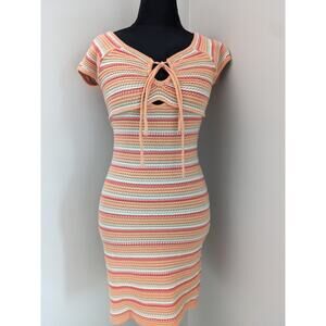 Madden NYC Juniors’ Crochet Sweater Dress with Short Sleeves Size Small